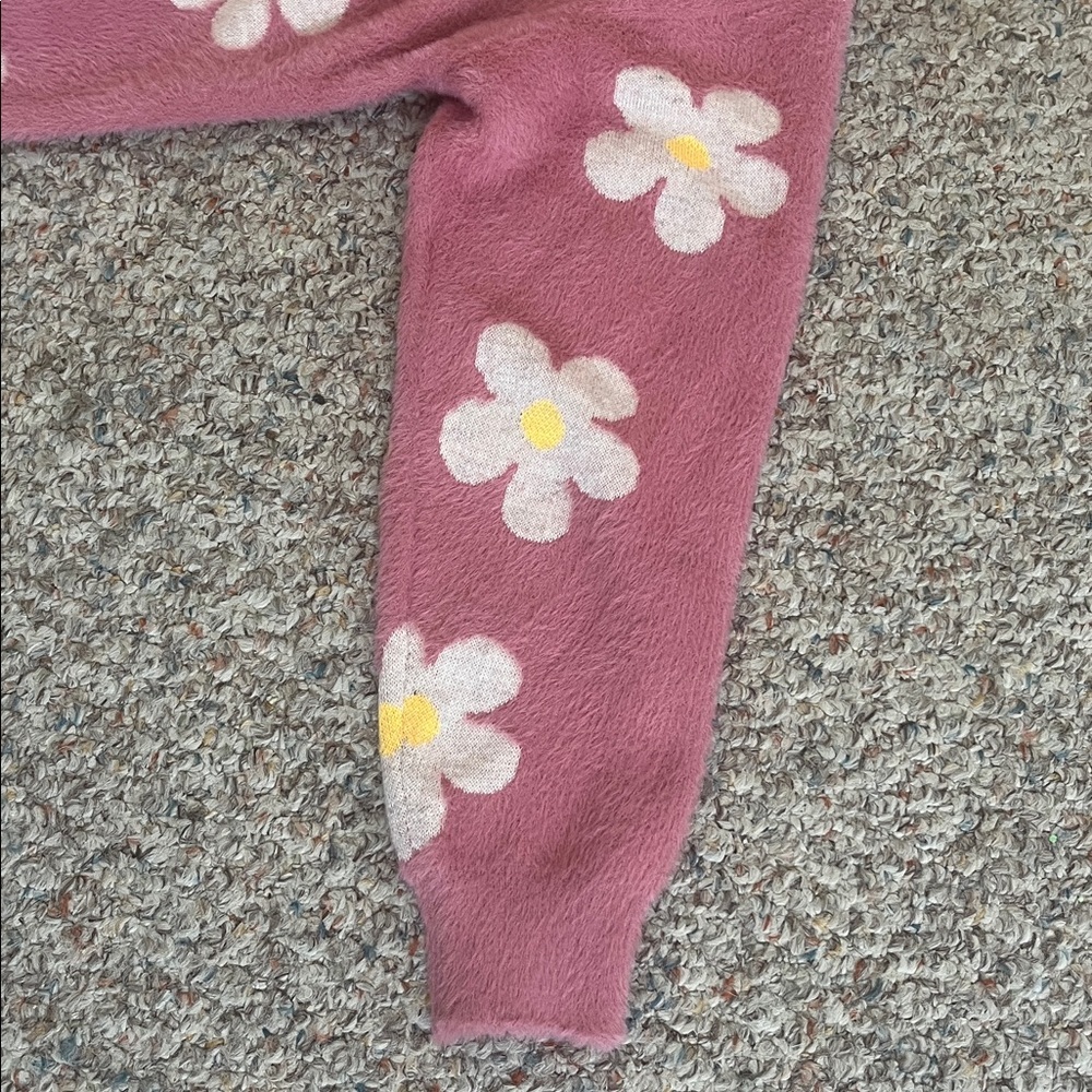 Simply Southern Charming Fuzzy Pink Floral Crew Neck Sweater, Women’s Sz S - Picture 3 of 5